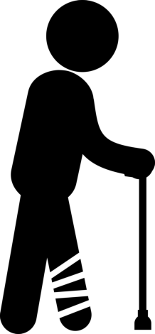 Man Walking With Broken Leg With Bandage And A Cane Support Sketch Svg Vector, Free Vectors File